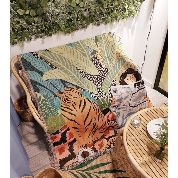 Boho Stil Strikket Teppe for Koselig Hjemmedekor | Skanto