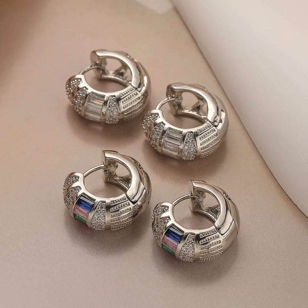 Skanto | Bold Baguette Spredte Diamant Øredobber