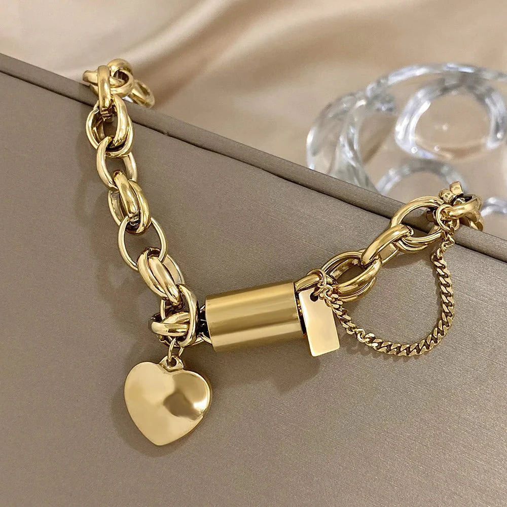 Skanto | Dristig & Chunky Kjede Hjerte Armbånd