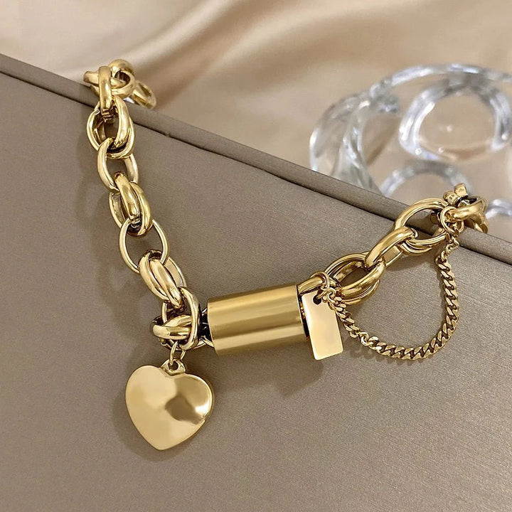 Skanto | Dristig & Chunky Kjede Hjerte Armbånd