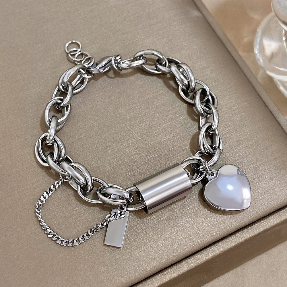 Skanto | Dristig & Chunky Kjede Hjerte Armbånd