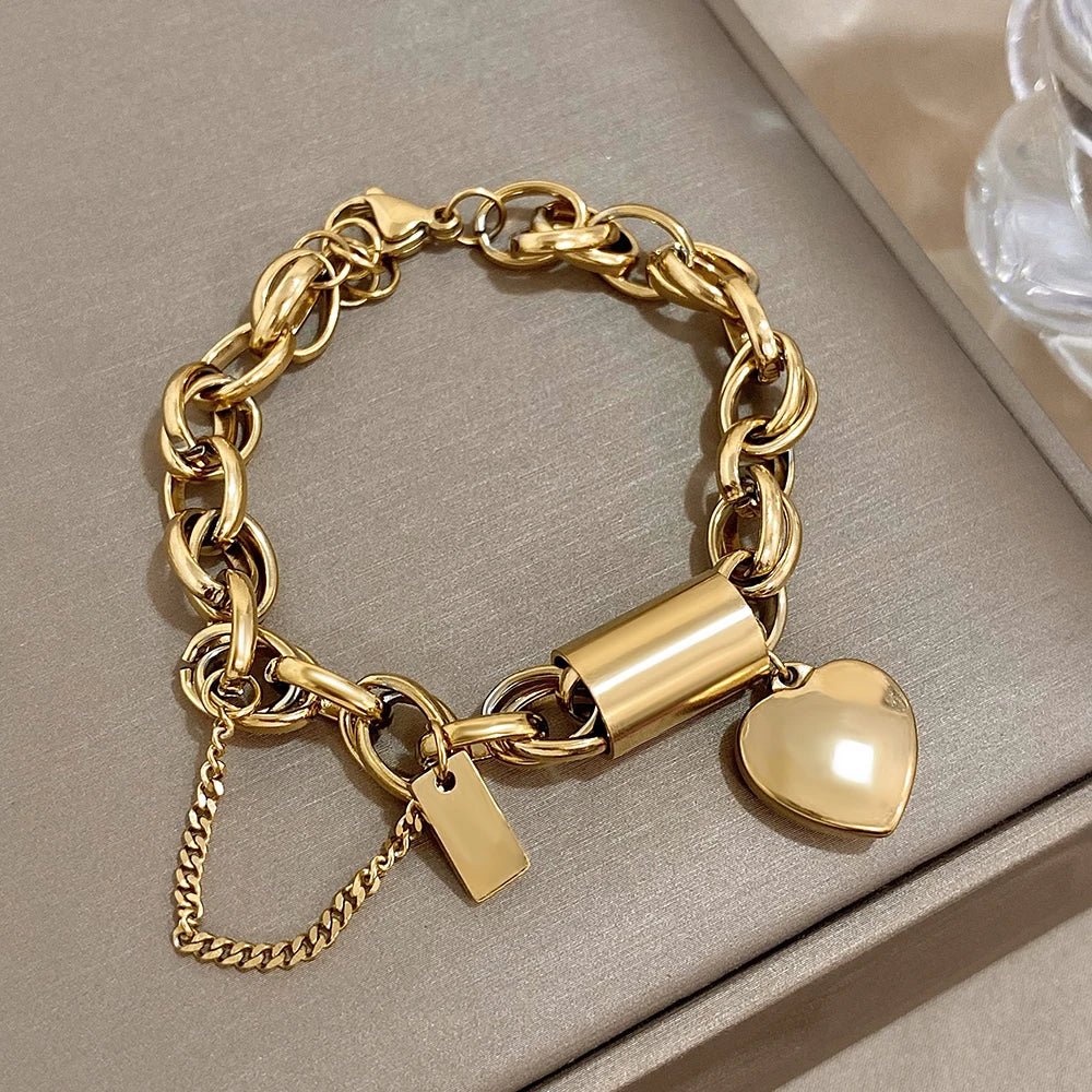 Skanto | Dristig & Chunky Kjede Hjerte Armbånd
