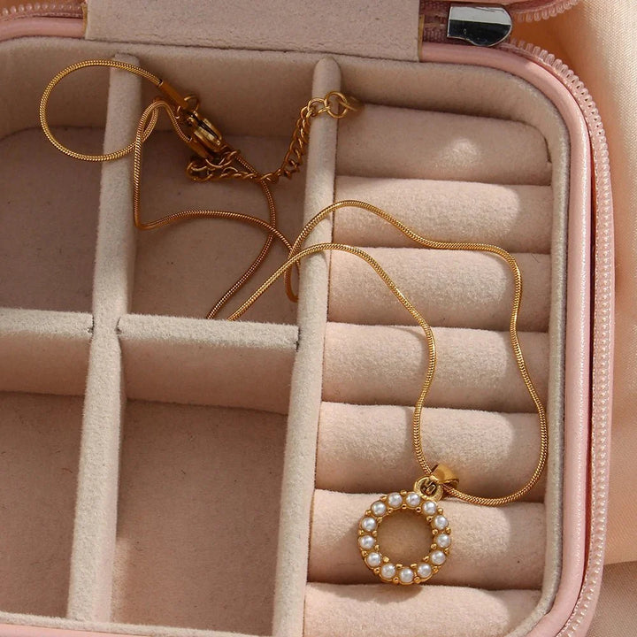 Skanto | Bold Pearl Letter Initial Necklace