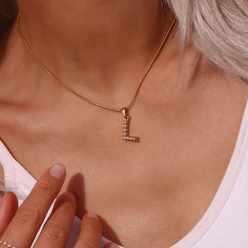 Skanto | Bold Pearl Letter Initial Necklace