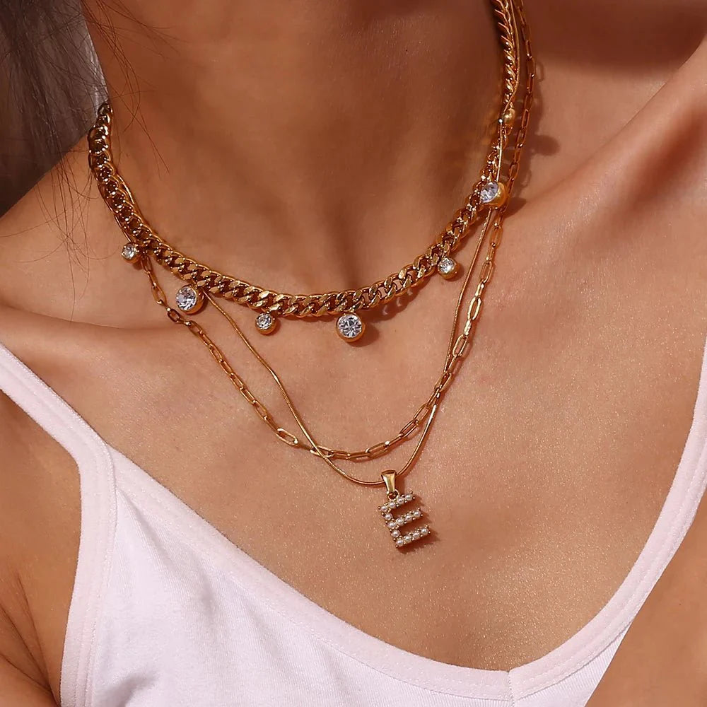Skanto | Bold Pearl Letter Initial Necklace