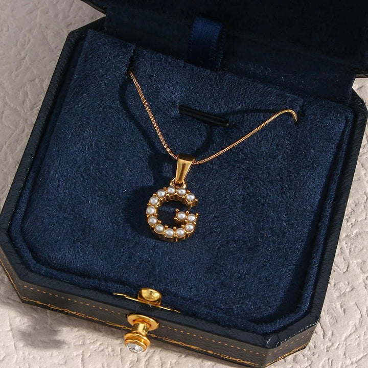 Skanto | Bold Pearl Letter Initial Necklace