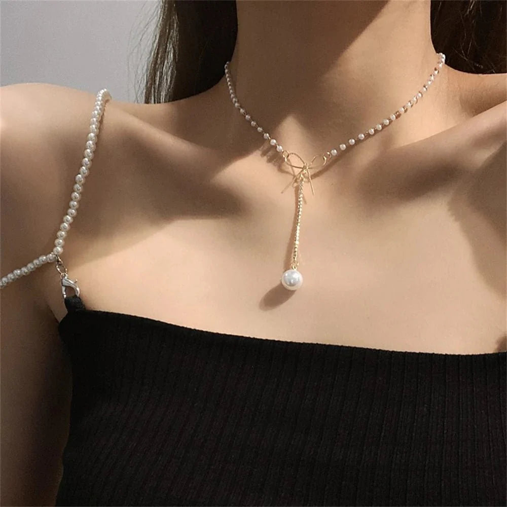 Skanto | Sløyfe Perle Dobbelt Choker Smykke