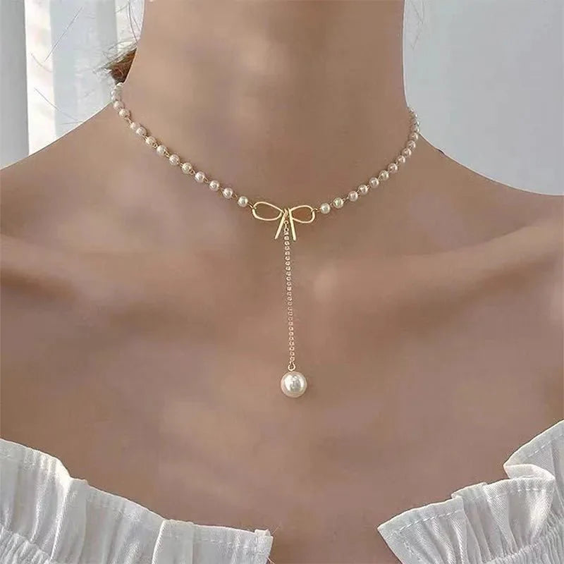 Skanto | Sløyfe Perle Dobbelt Choker Smykke