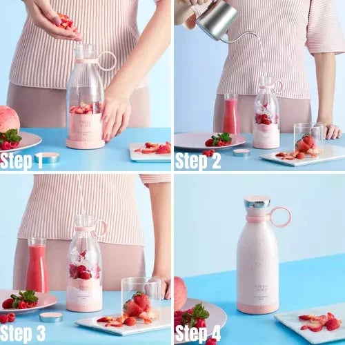 Skanto | Kompakt Bærbar Smoothie Mixer med Fruktbeholder og Drikkelokk