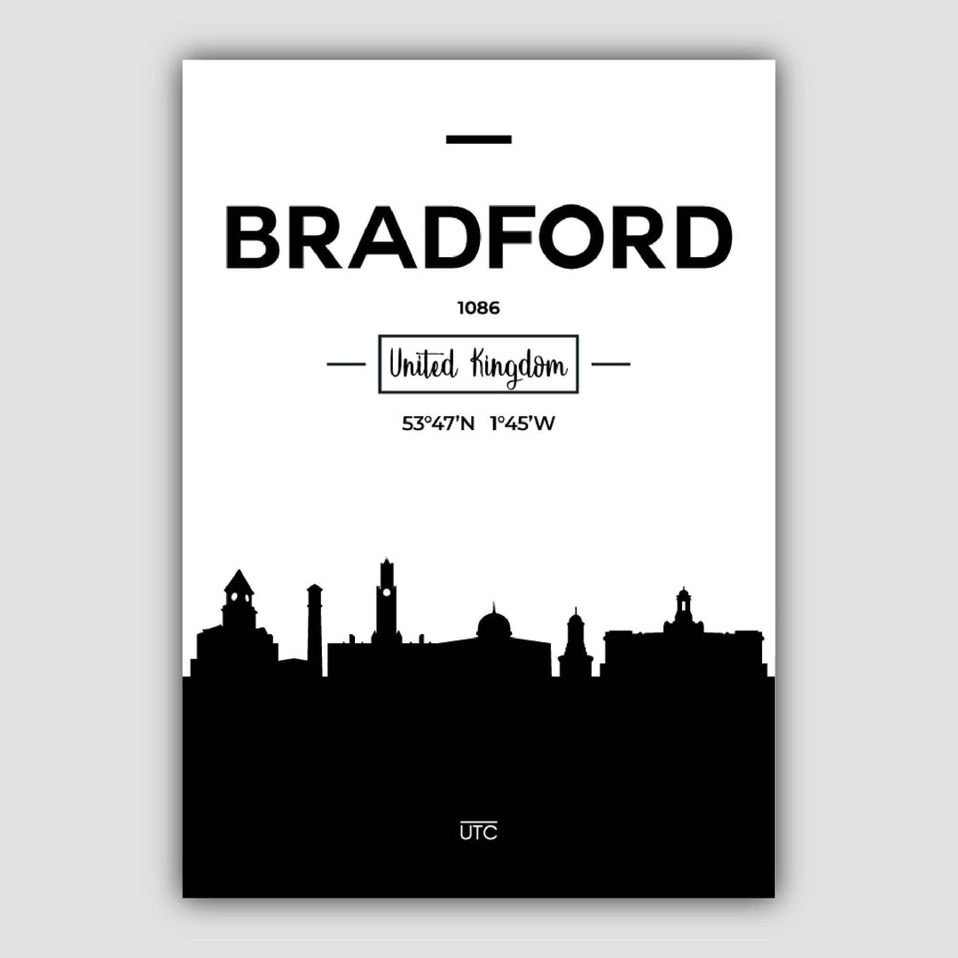 Bradford bysilhuett, byutsikt, trykk