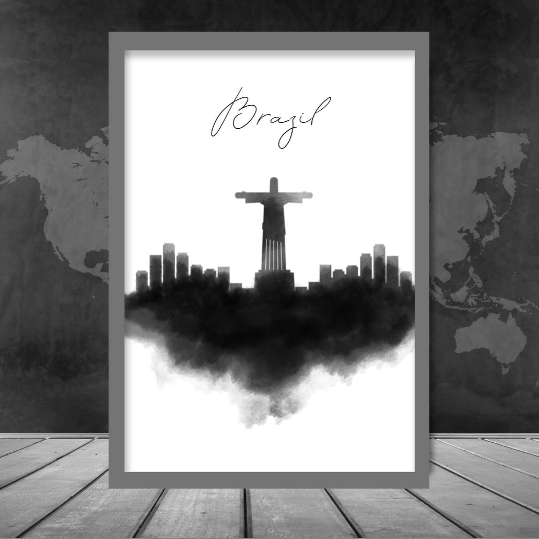 Brasil akvarell skyline byutsiktstrykk