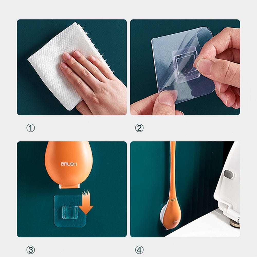 Skanto | Hygienisk Silikon Toalettbørste med Veggholder og Hurtigtørkende Design