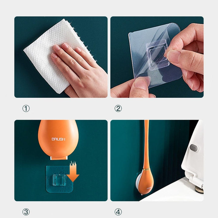 Skanto | Hygienisk Silikon Toalettbørste med Veggholder og Hurtigtørkende Design