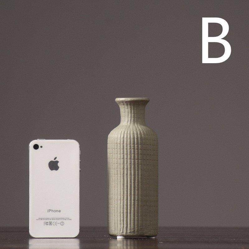 Skanto | Brun Beige Grå Keramikk Blomstervase Potte │ Hjemdekorasjonsartikkel