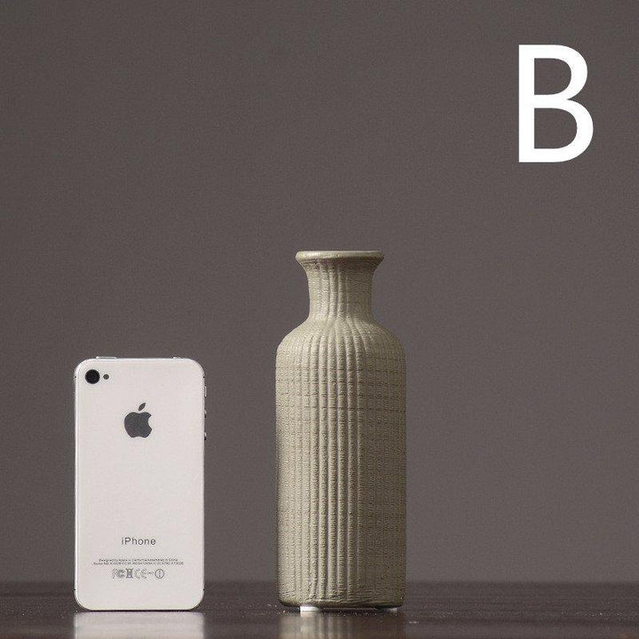 Skanto | Brun Beige Grå Keramikk Blomstervase Potte │ Hjemdekorasjonsartikkel