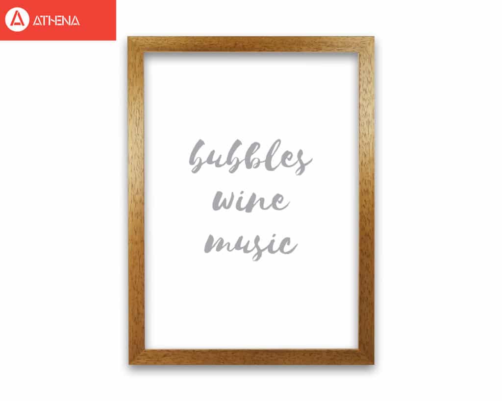 Norvo | Bubbles Wine Musikk Grå, Badstue Innrammet Typografi Veggkunst Trykk