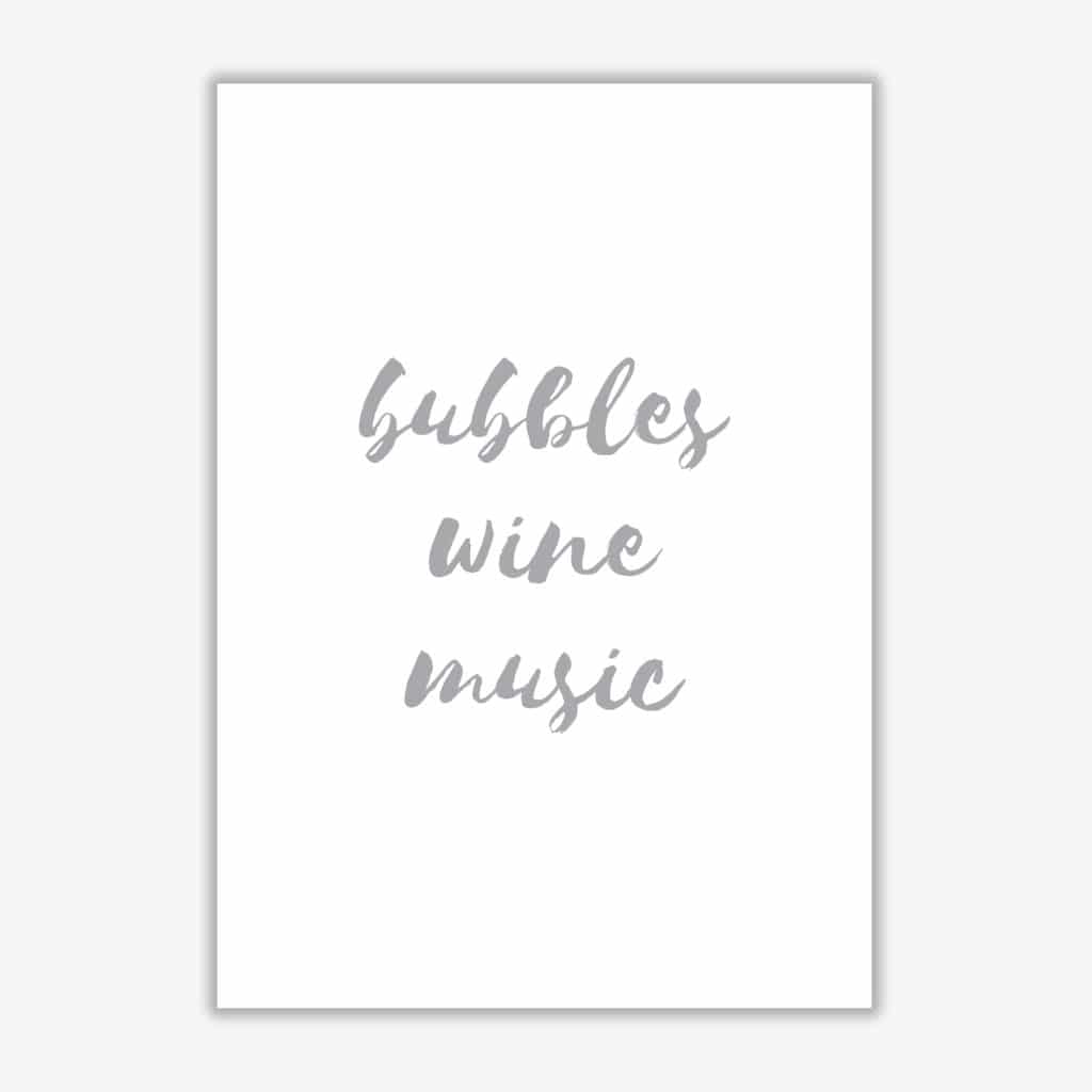 Norvo | Bubbles Wine Musikk Grå, Badstue Innrammet Typografi Veggkunst Trykk