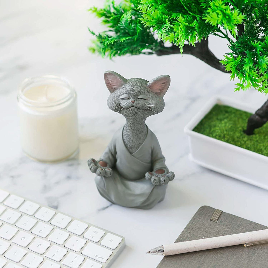 Skanto | Buddha Cat Figurine – Zen Garden Dekorasjon