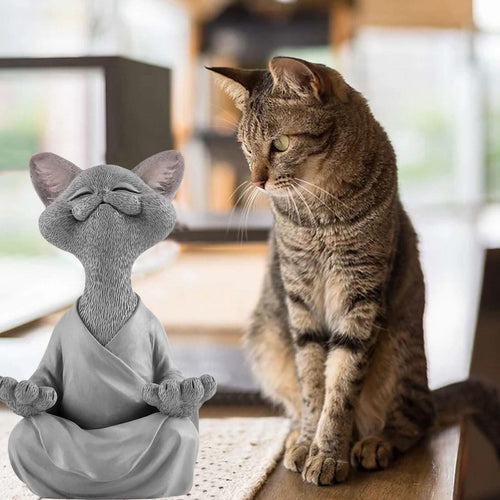 Skanto | Buddha Cat Figurine – Zen Garden Dekorasjon