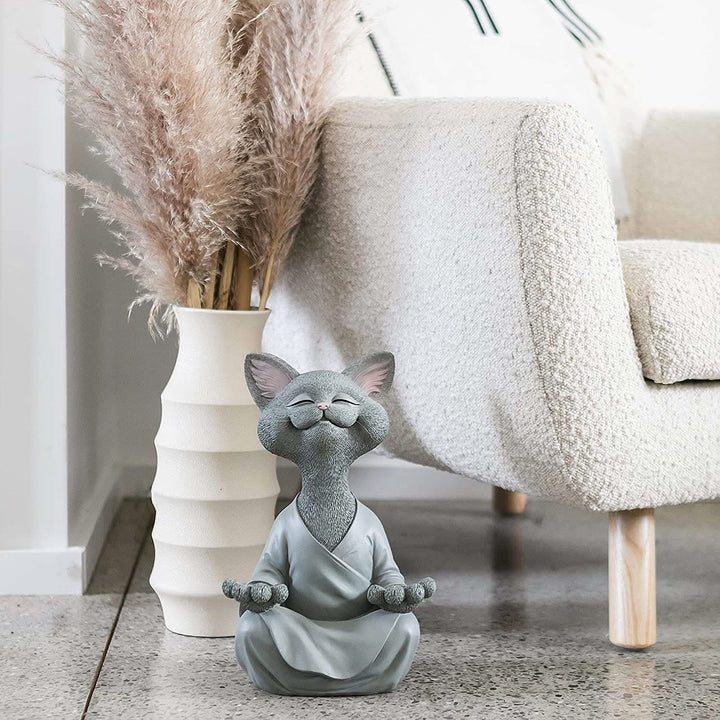 Skanto | Buddha Cat Figurine – Zen Garden Dekorasjon
