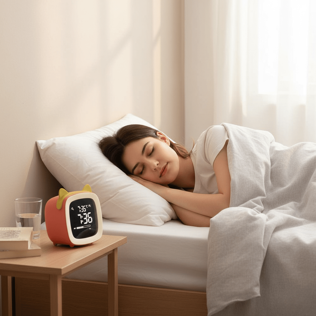 Skanto | BunnyGlow - LED Vekkerklokke – Nattlampe med Digital Skjerm & Timer