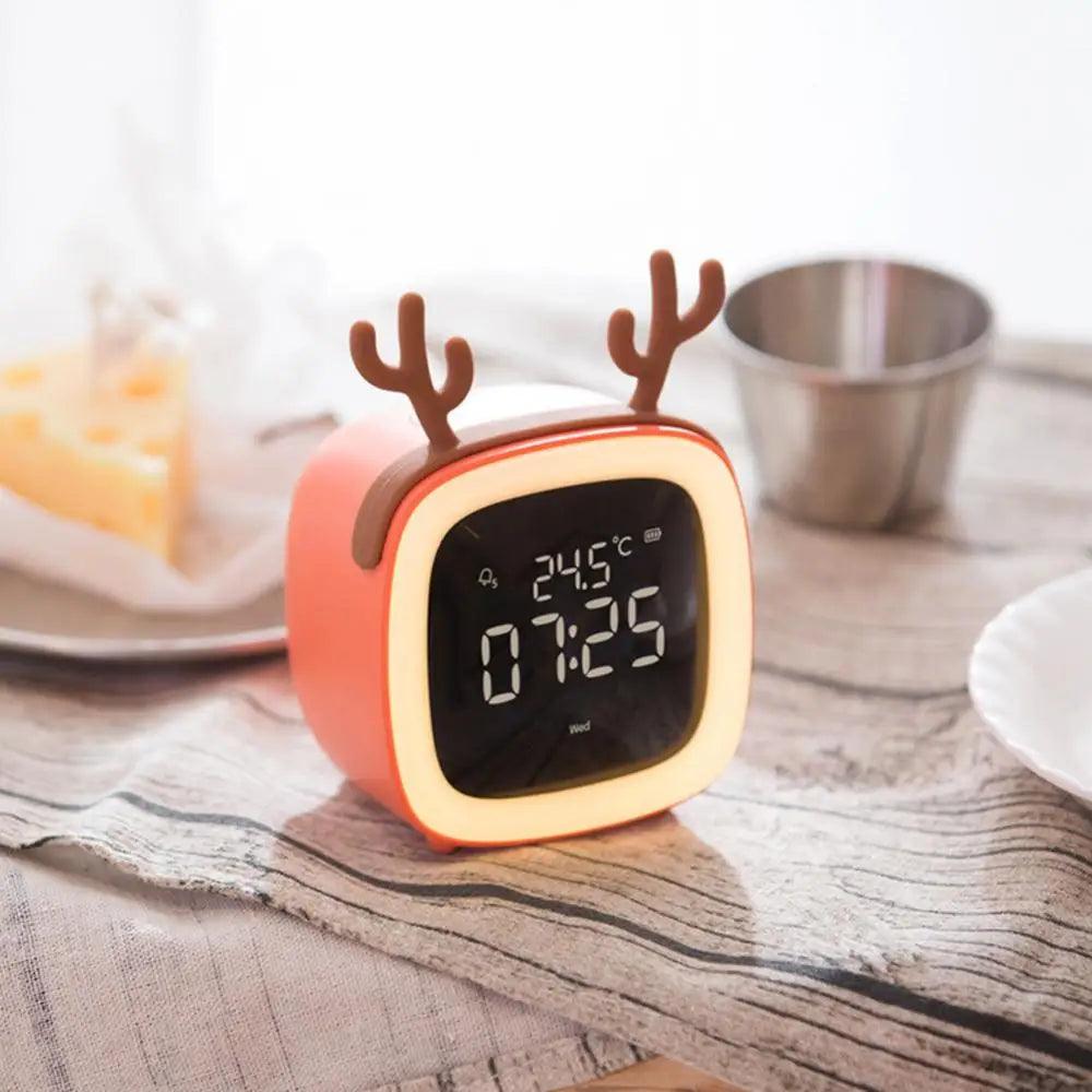 Skanto | BunnyGlow - LED Vekkerklokke – Nattlampe med Digital Skjerm & Timer