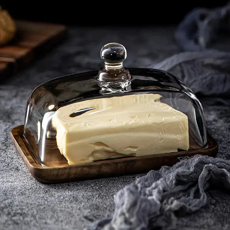ButterVault smørskål med glasslokk og trebase | Skanto
