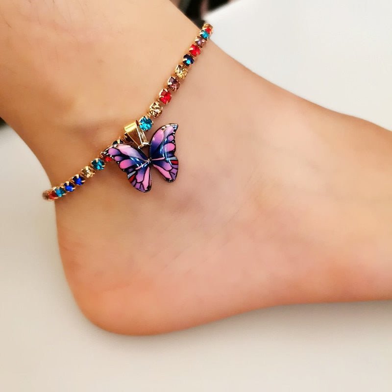 Skanto | Sommerfugl Rhinestone Anklet