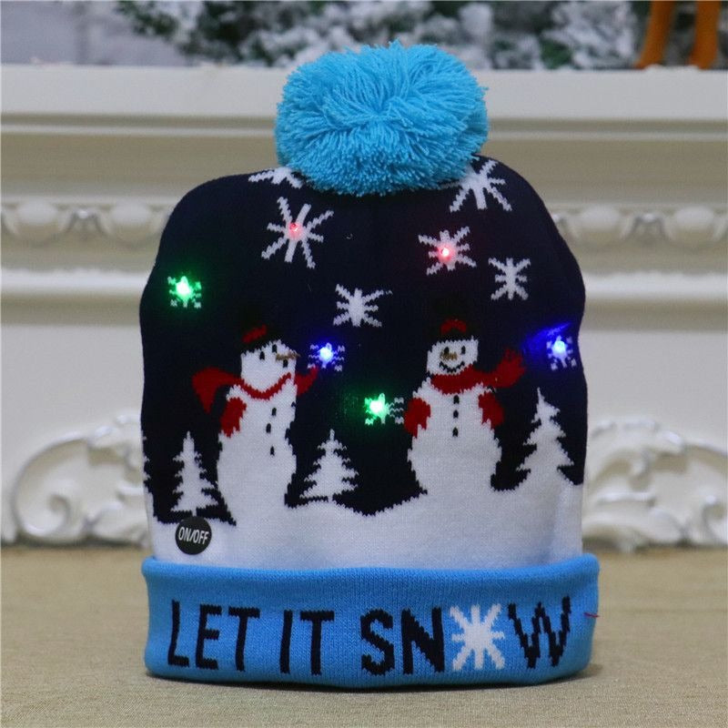 Skanto | 🎅LED Jule Strikkede Luer Lys opp Jule Beanie