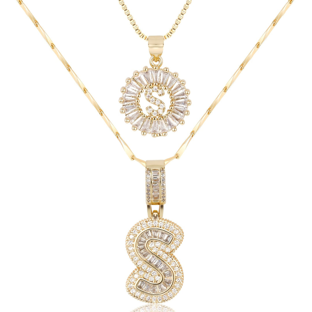 Skanto | 2pc 14k Diamant Bokstav Initial Halskjeder