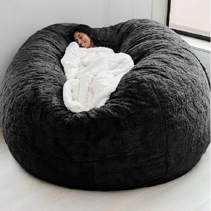 Riesiger, 1,5 m großer, flauschiger Sitzsackbezug aus Kunstfell – Ultraweiches Lounge-Sofa (nur Bezug)