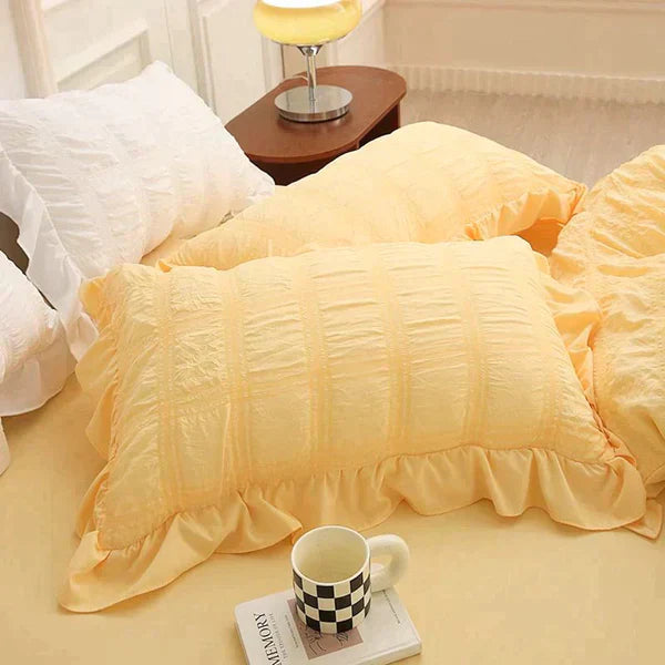 Icy Seersucker Sommer Kjøl Quilt Blonde 4-delt Sett | Skanto
