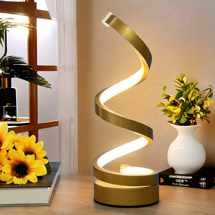 Skanto | Modern Spiral Table Lamp – Kreativ LED Skrivebordslampe med Mild Varme Lys, Perfekt for Soverom, Stue, og Studie Dekor