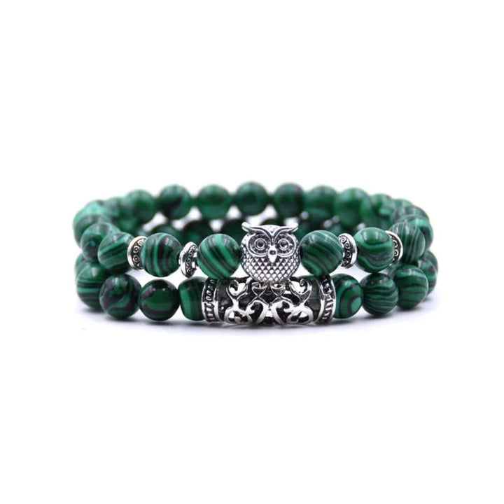 Skanto | Ugle Charm Naturlig Stein Armbånd