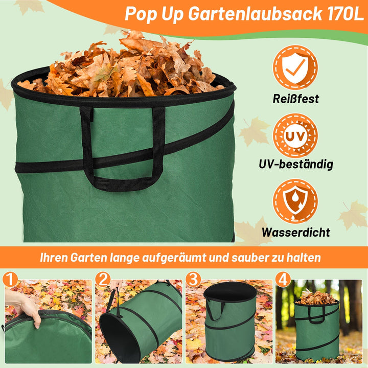 Gartensack Pop Up Hageavfallssekk 170L med Håndtak | Skanto
