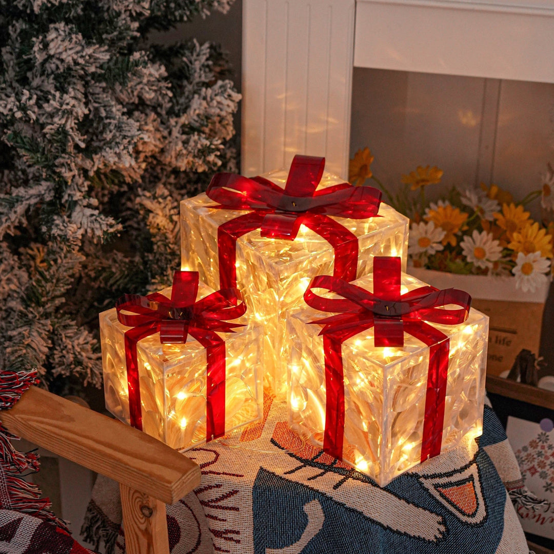 Skanto | GlowBox – LED Gaveesker Sett for Juledekorasjon (3 Stykker)