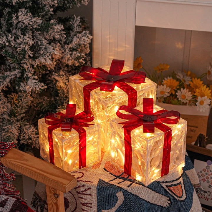 Skanto | GlowBox – LED Gaveesker Sett for Juledekorasjon (3 Stykker)