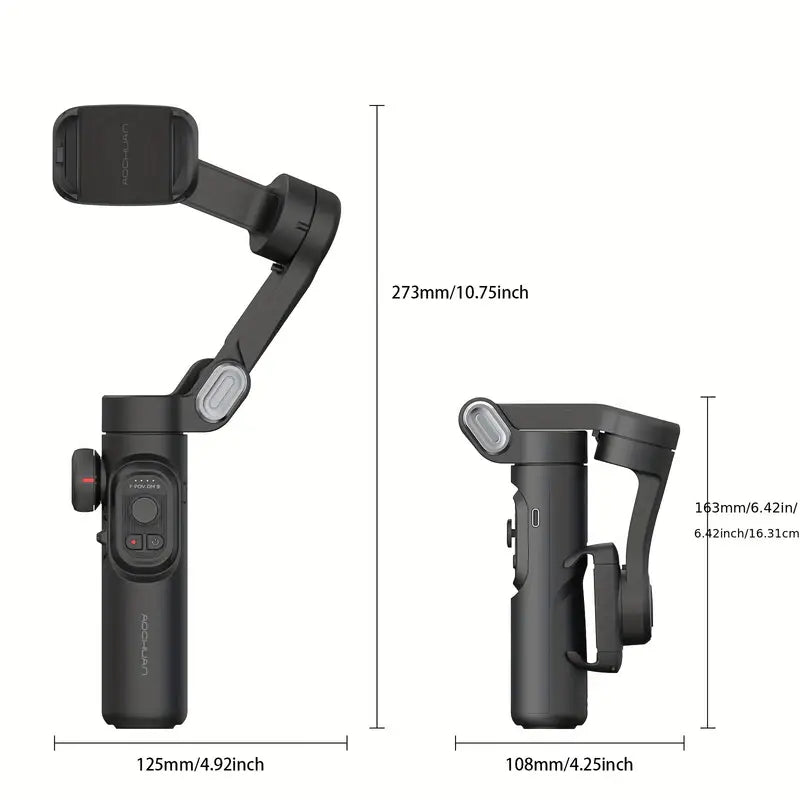 Skanto | SmartPro Håndholdt Gimbal Stabilizer - Sammenleggbar Smartphone Video Vlog PTZ Stabilizer for iPhone, Android og Samsung