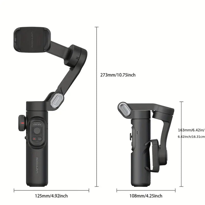 Skanto | SmartPro Håndholdt Gimbal Stabilizer - Sammenleggbar Smartphone Video Vlog PTZ Stabilizer for iPhone, Android og Samsung