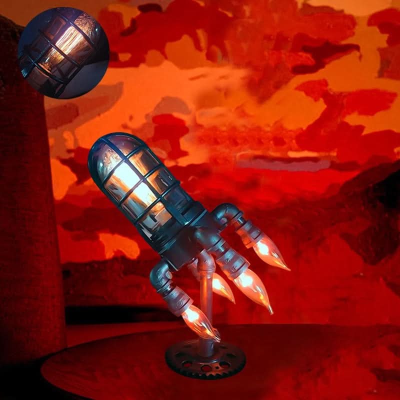 Skanto | Steampunk Rakett Bordlampe med Flamme Lys