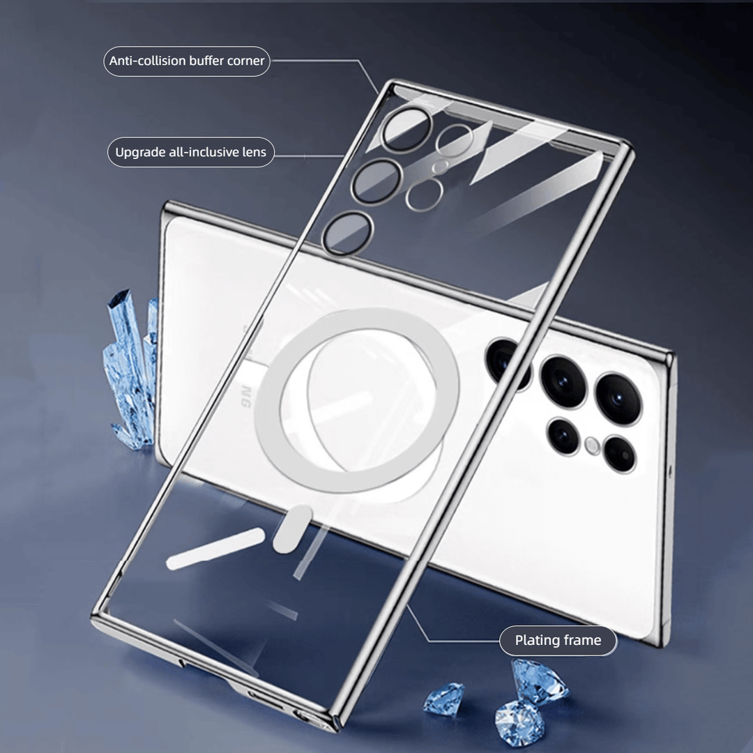 Skanto | Transparent luksusbelegg magnetisk deksel for Samsung