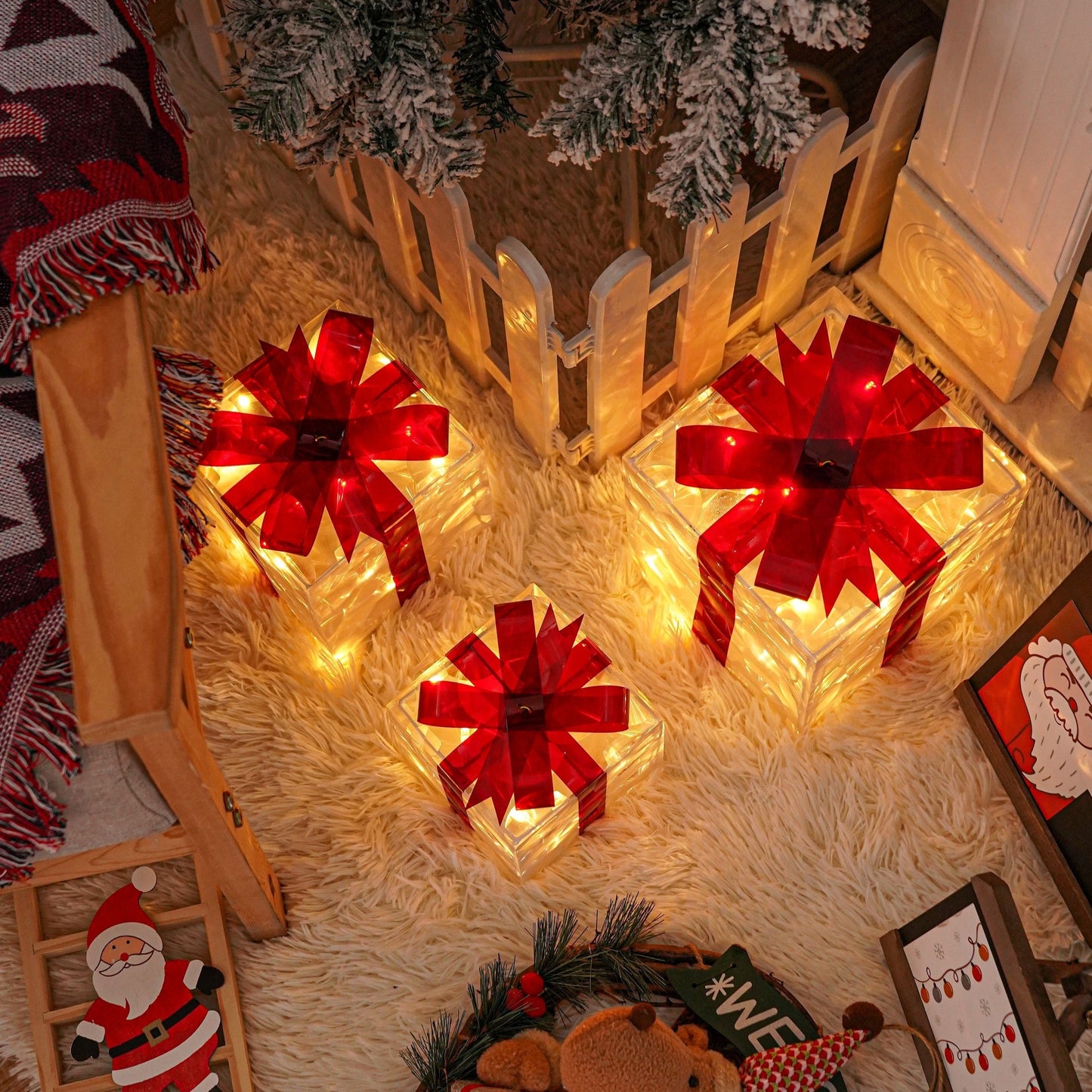 Norvo | Sett med 3 dekorative gaveesker til jul