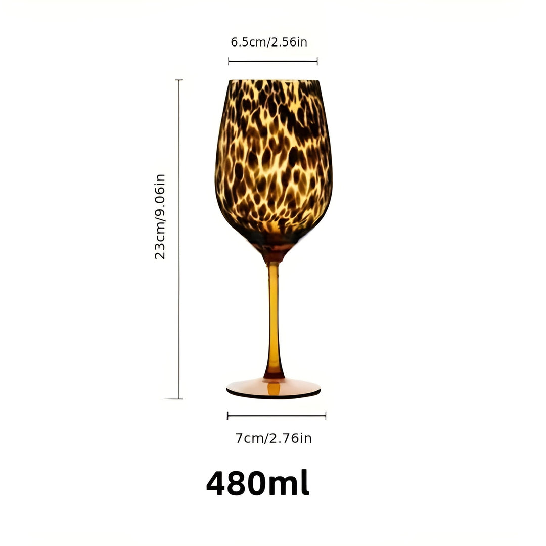 Vinglass med leopardtrykk – vintagedesign, sett med 2 | Perfekt for spesielle anledninger