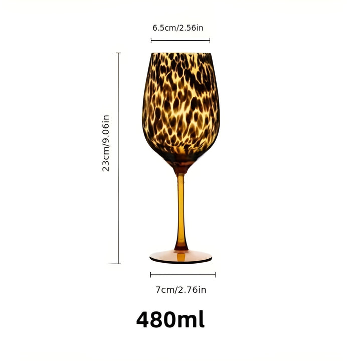 Vinglass med leopardtrykk – vintagedesign, sett med 2 | Perfekt for spesielle anledninger