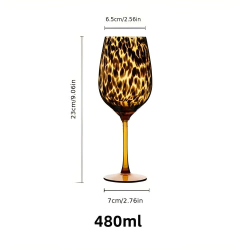 Vinglass med leopardtrykk – vintagedesign, sett med 2 | Perfekt for spesielle anledninger