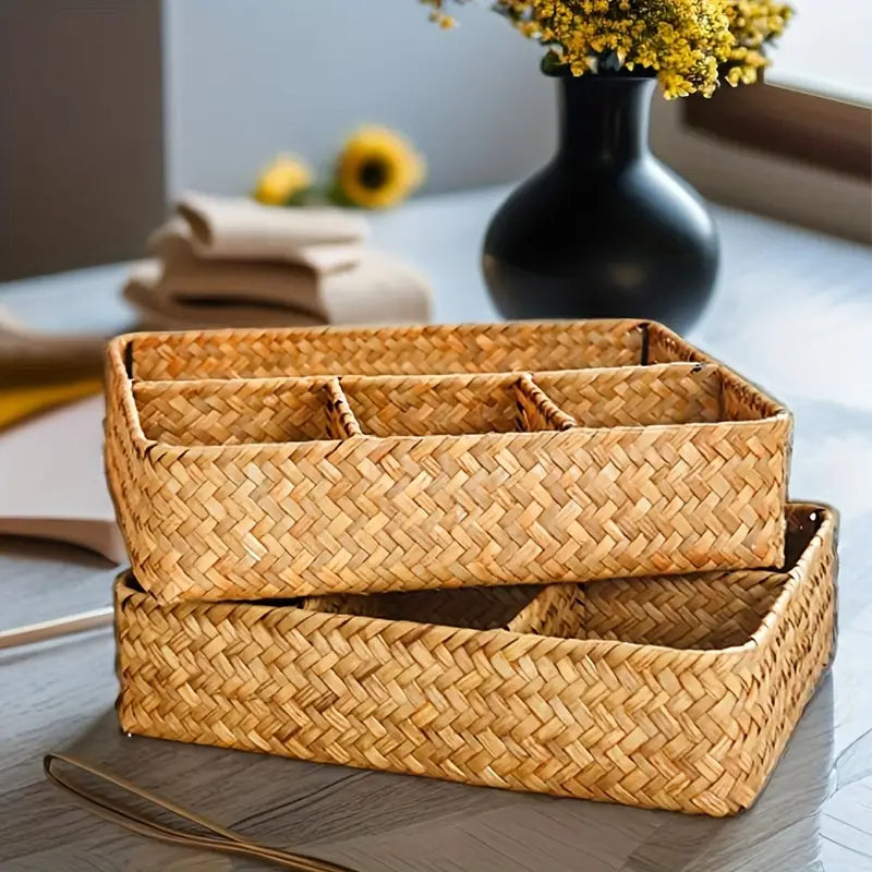 Emly Rattan Organizer Basket | Skanto