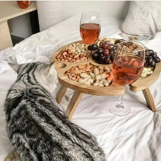Tremini Utendørs Sammenleggbart Picnicbord - Med Glassholder | Skanto