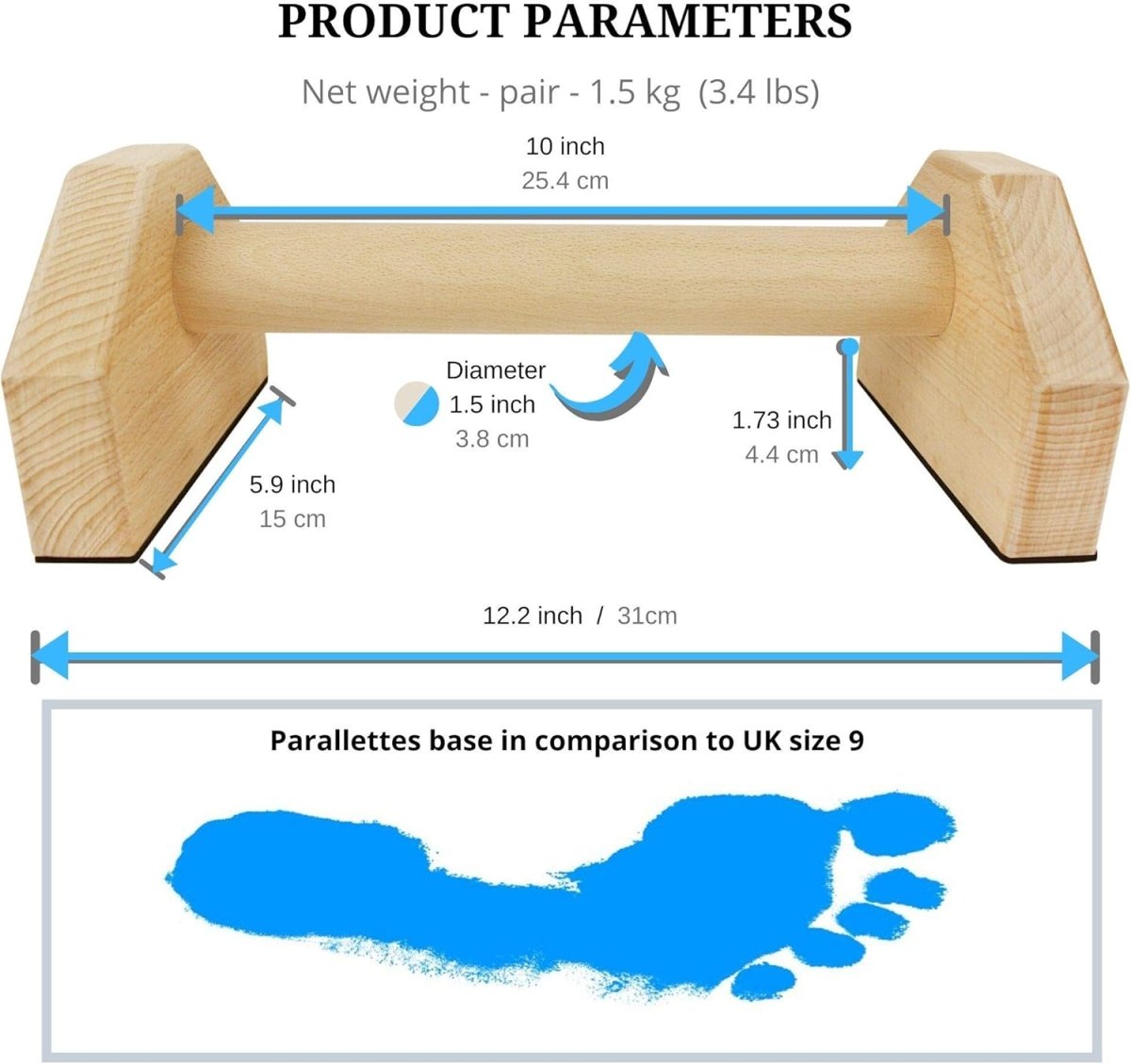 Norvo | Calisthenics Power Bars – Antiskli Tre Parallettes – Push-Ups, Dips & L-Sit – Stabil & Ergonomisk Treningsutstyr