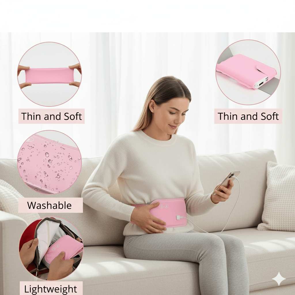 Skanto | CALMCORE – Elektrisk Abdominal Varmepute med Varme & Vibrasjon