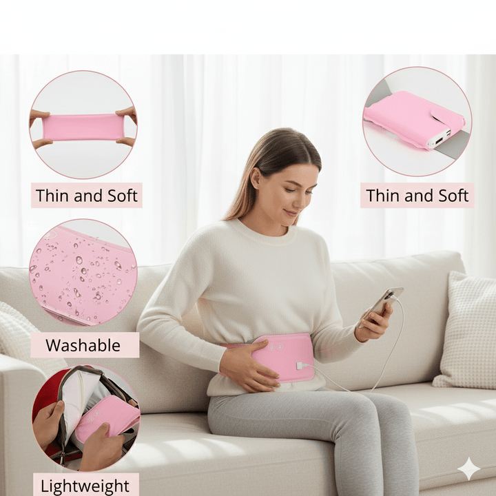 Skanto | CALMCORE – Elektrisk Abdominal Varmepute med Varme & Vibrasjon
